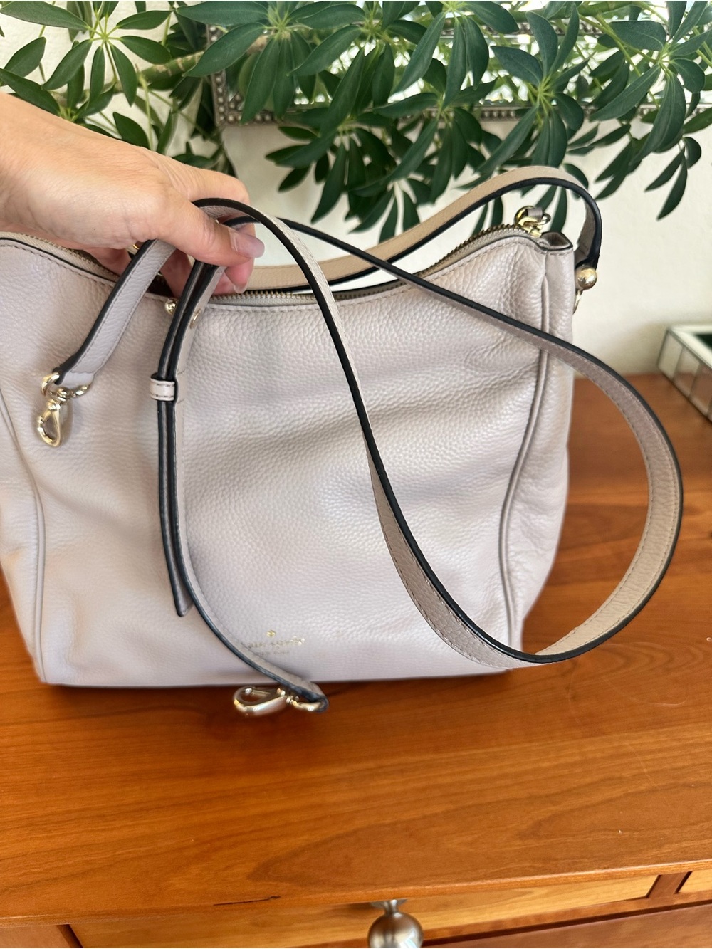 Kate Spade Charles Street Small Haven Pebbled Leather Shoulder Bag – Soft Taupe - Picture 5 of 8